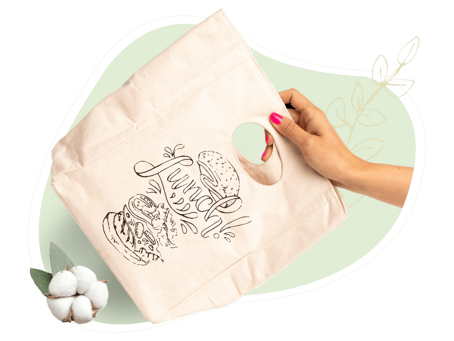  Organic Cotton Canvas Lunch Bag - Eco Friendly & Machine  Washable, Perfect for Men, Women & Kids