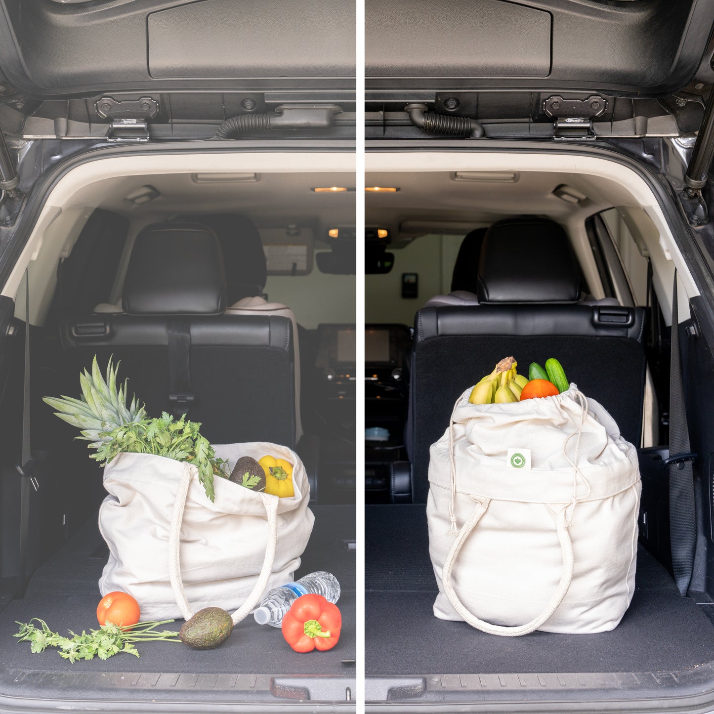 prevent spills with Canvas Grocery Tote with Drawstring