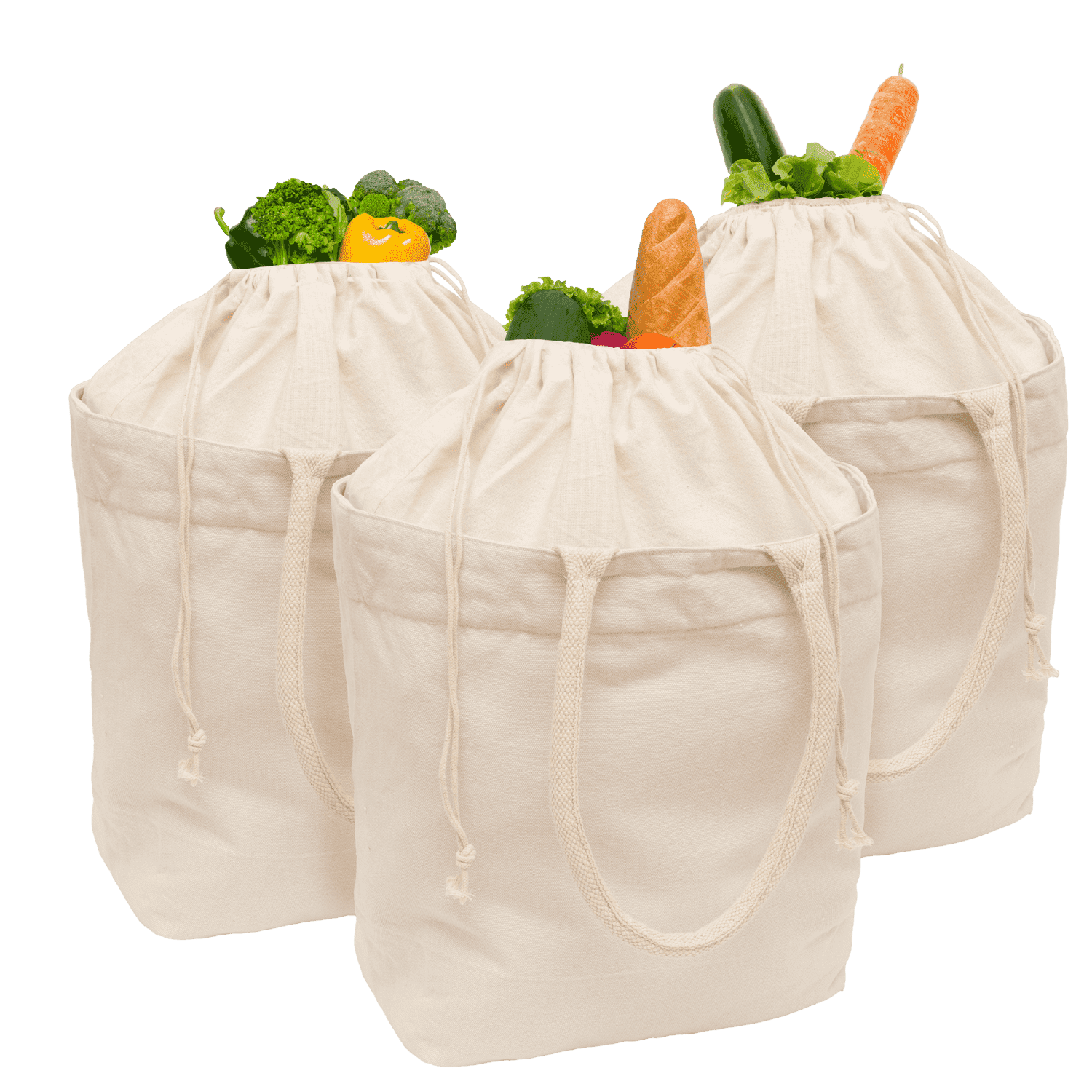 Canvas Grocery Totes with Drawstring