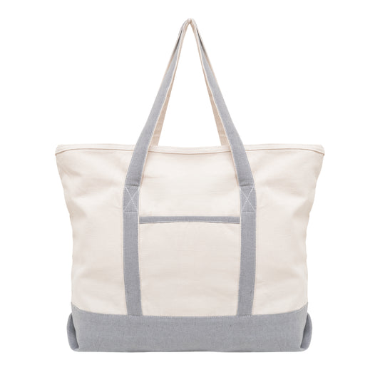 Extra Large Gray Zippered Tote