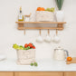 organize vegetables with canvas baskets