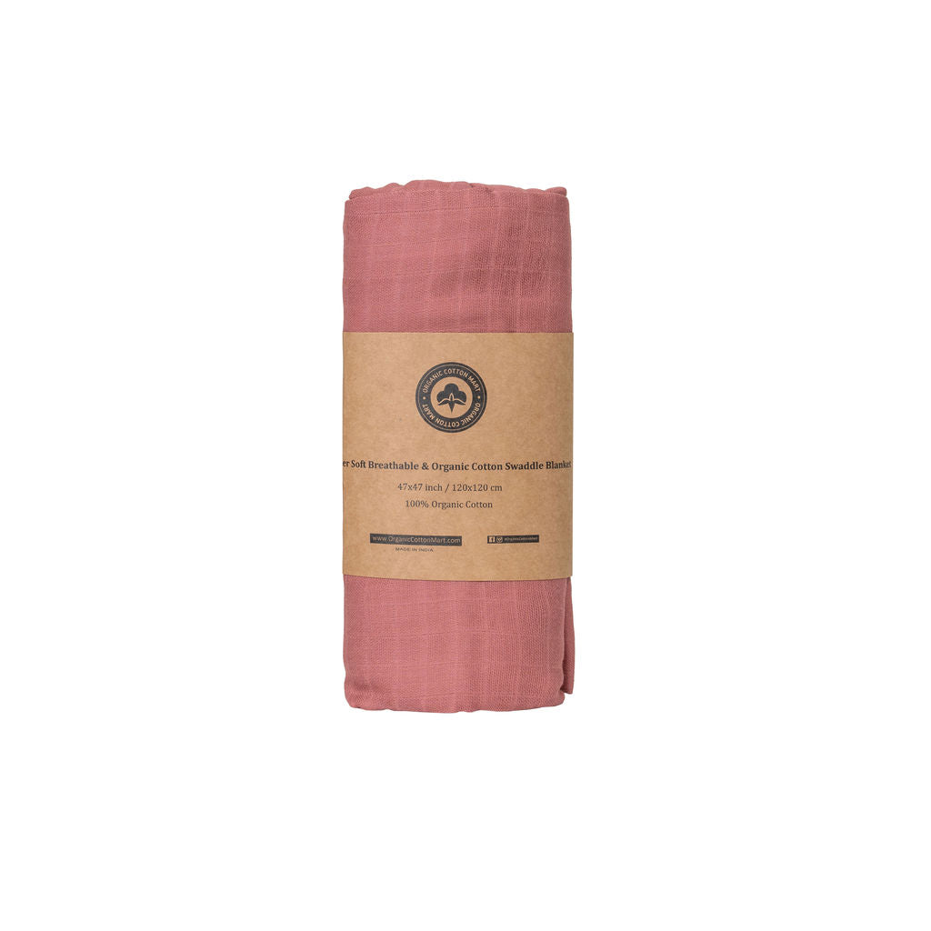 brick red muslin swaddle