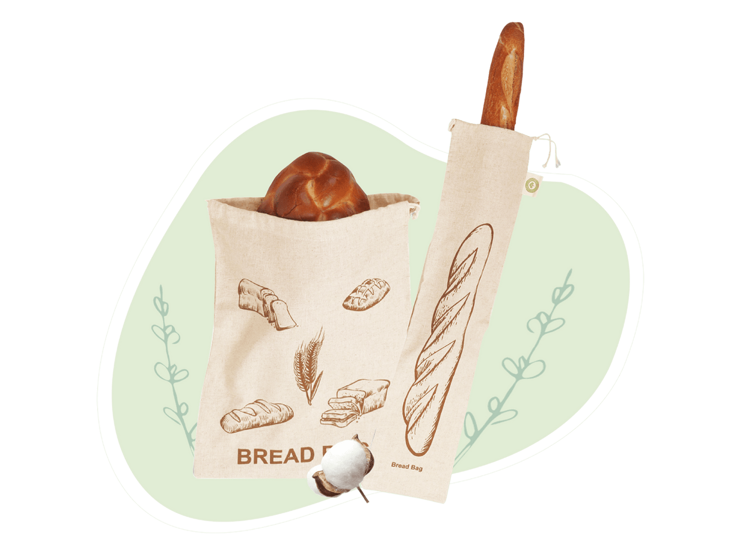 Think4earth – Cotton Linen Bread Bag Organic - Reusable Bread Bags for Homemade Bread Gift Giving - Bread Container for Large Sourdough Loafs –