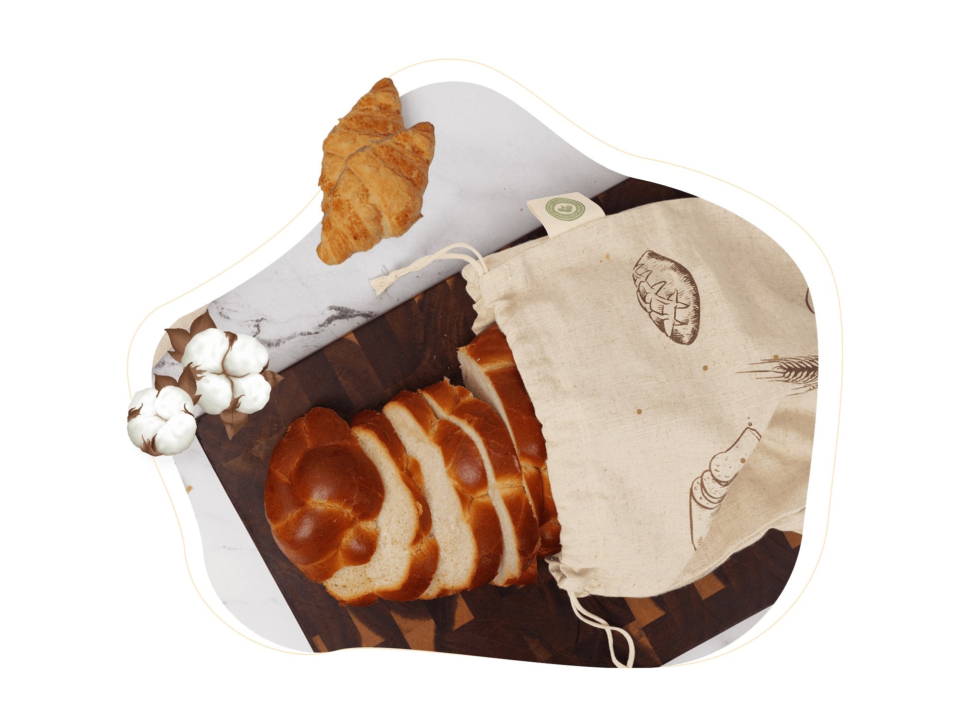 Linen Bread Bags, Reusable Drawstring Bag For Loaf Homemade